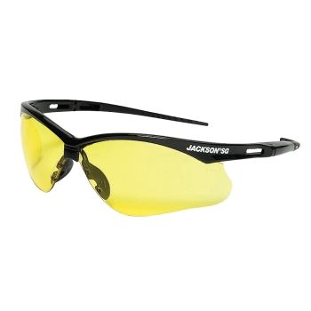 Jackson Safety 50002 Jackson SG Safety Glasses - Amber Lens - Black Frame - Hardcoat Anti-Scratch - Low Light